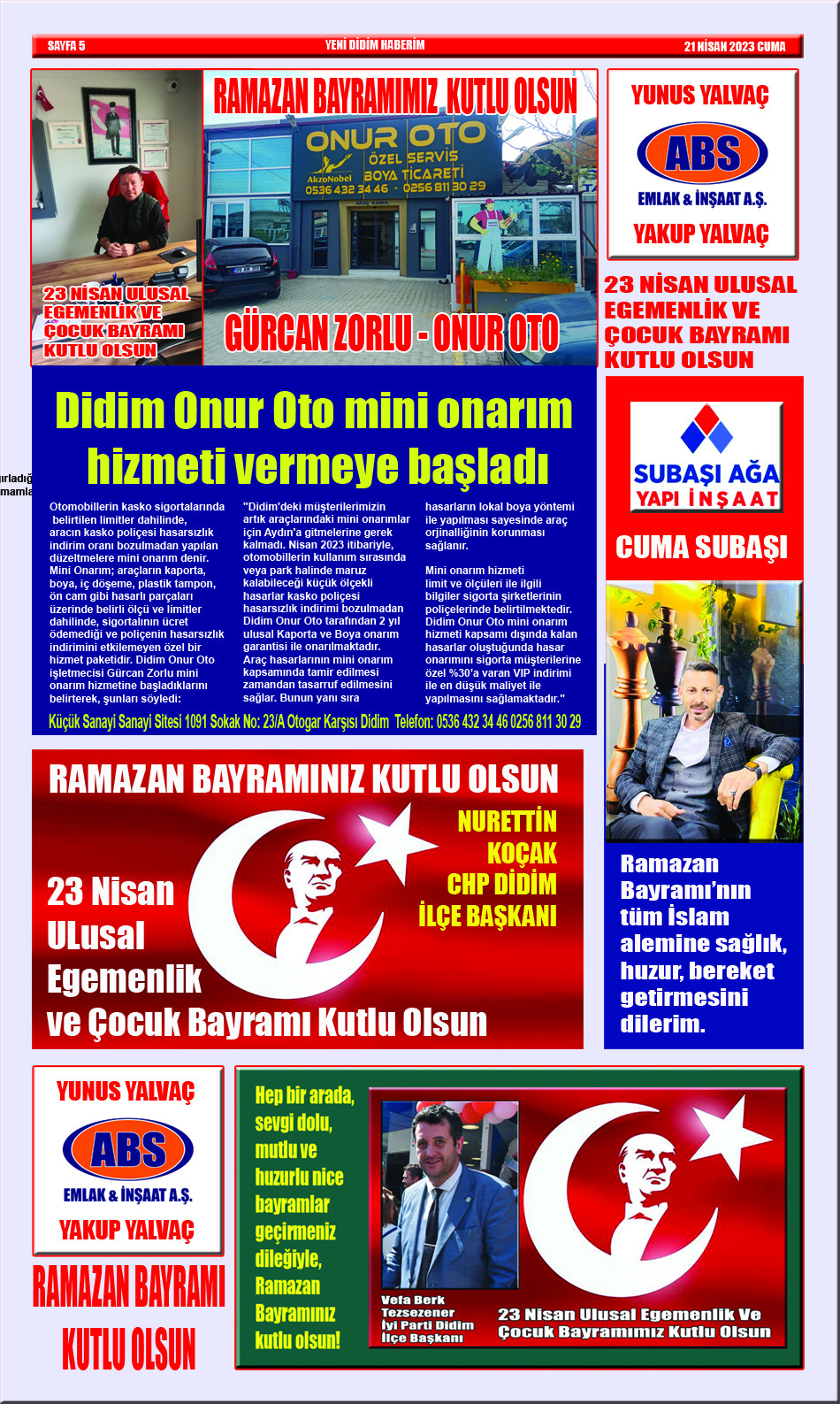 Yeni Didim Haberim Bayram Gazetesi çıktı... Okumak için tıklayın...