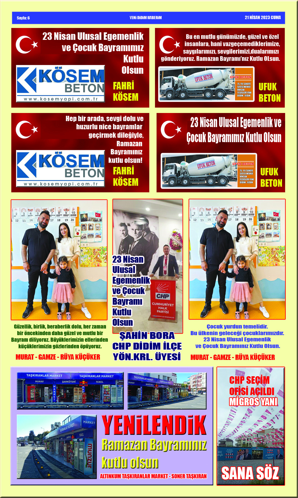 Yeni Didim Haberim Bayram Gazetesi çıktı... Okumak için tıklayın...