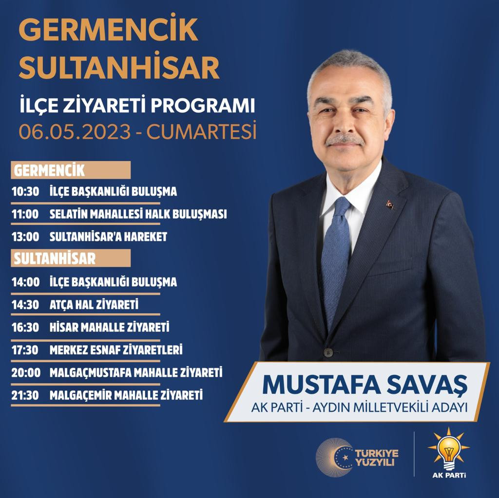 AK Parti Aydın Milletvekili Adayları 6 Mayıs 2023 Cumartesi Programı