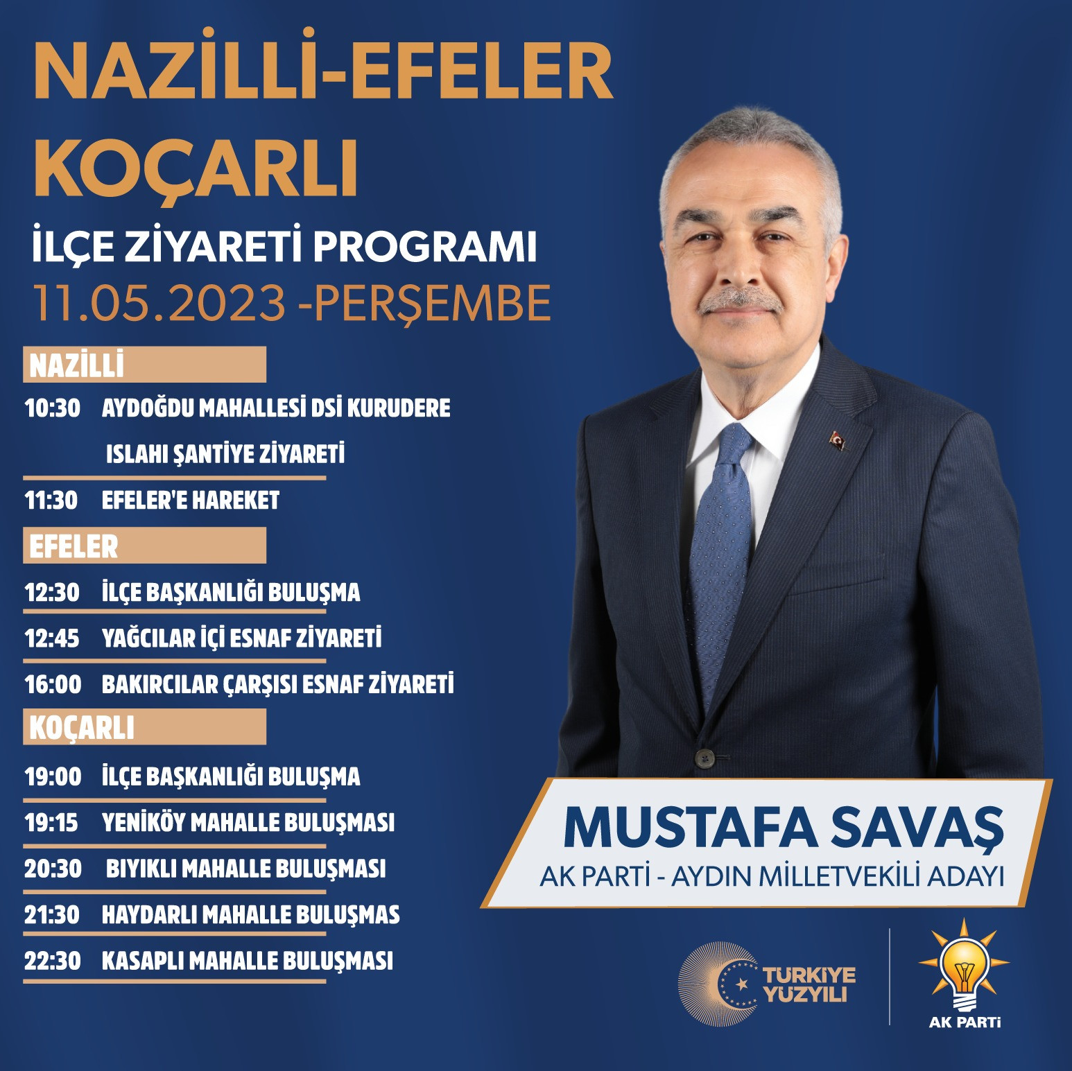 AK Parti Aydın Milletvekili Adayları 11 Mayıs 2023 Perşembe Programı