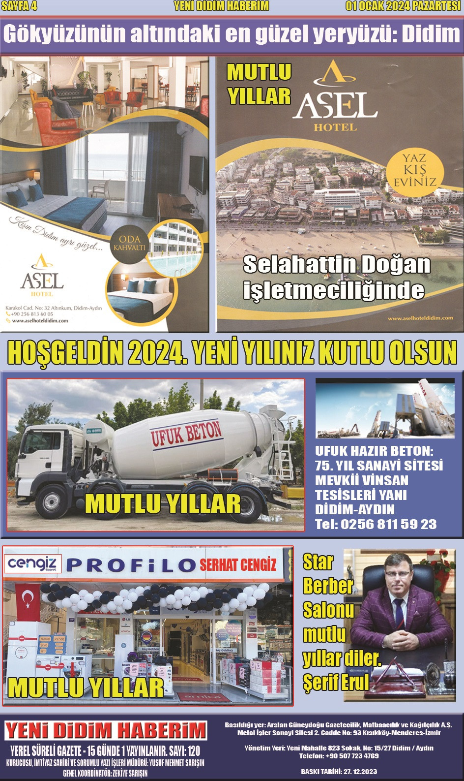 Yeni Didim Haberim Gazetesi Yılbaşı Özel Sayısı çıktı